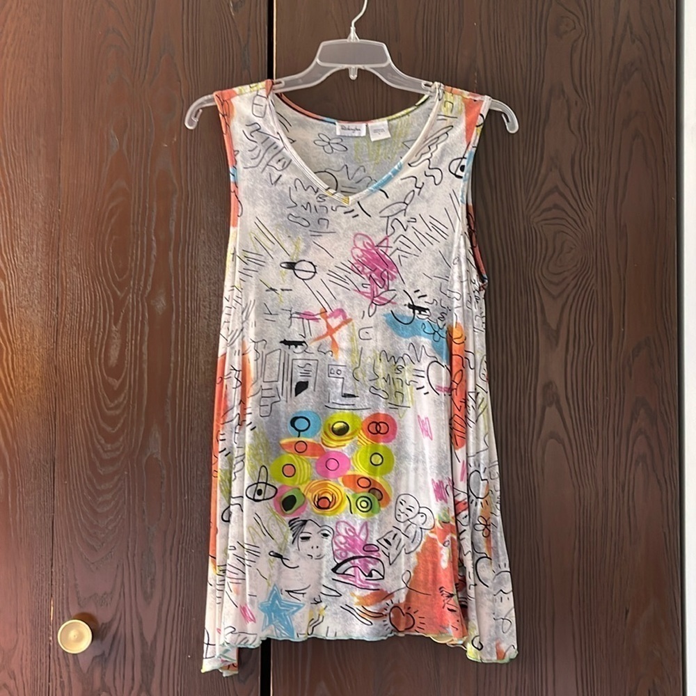 Patchington sleeveless multi-patterned dress. Size Large.